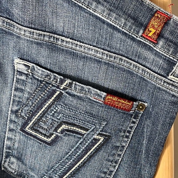 7 for all man kind reg33 Men's Blue Jeans embroidered pockets button fly lowrise - Picture 12 of 14